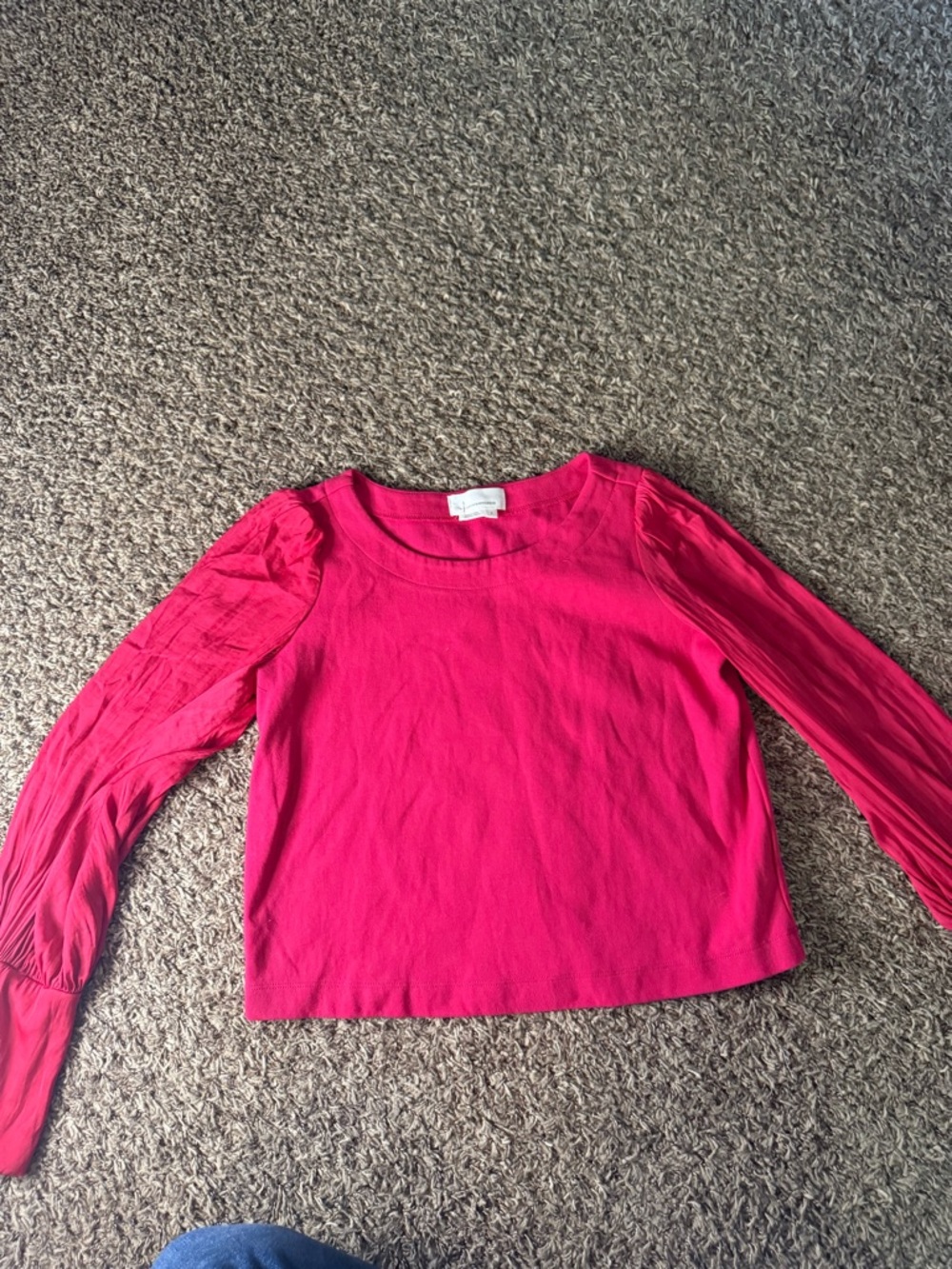 Anthropologie Pink Puff Sleeve Cropped Top Size Small